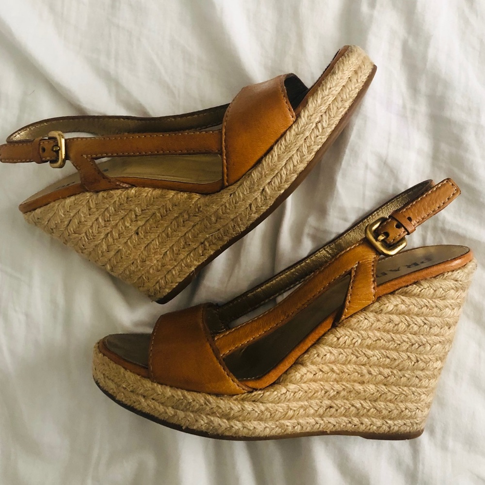 Prada tan espadrilles wedges